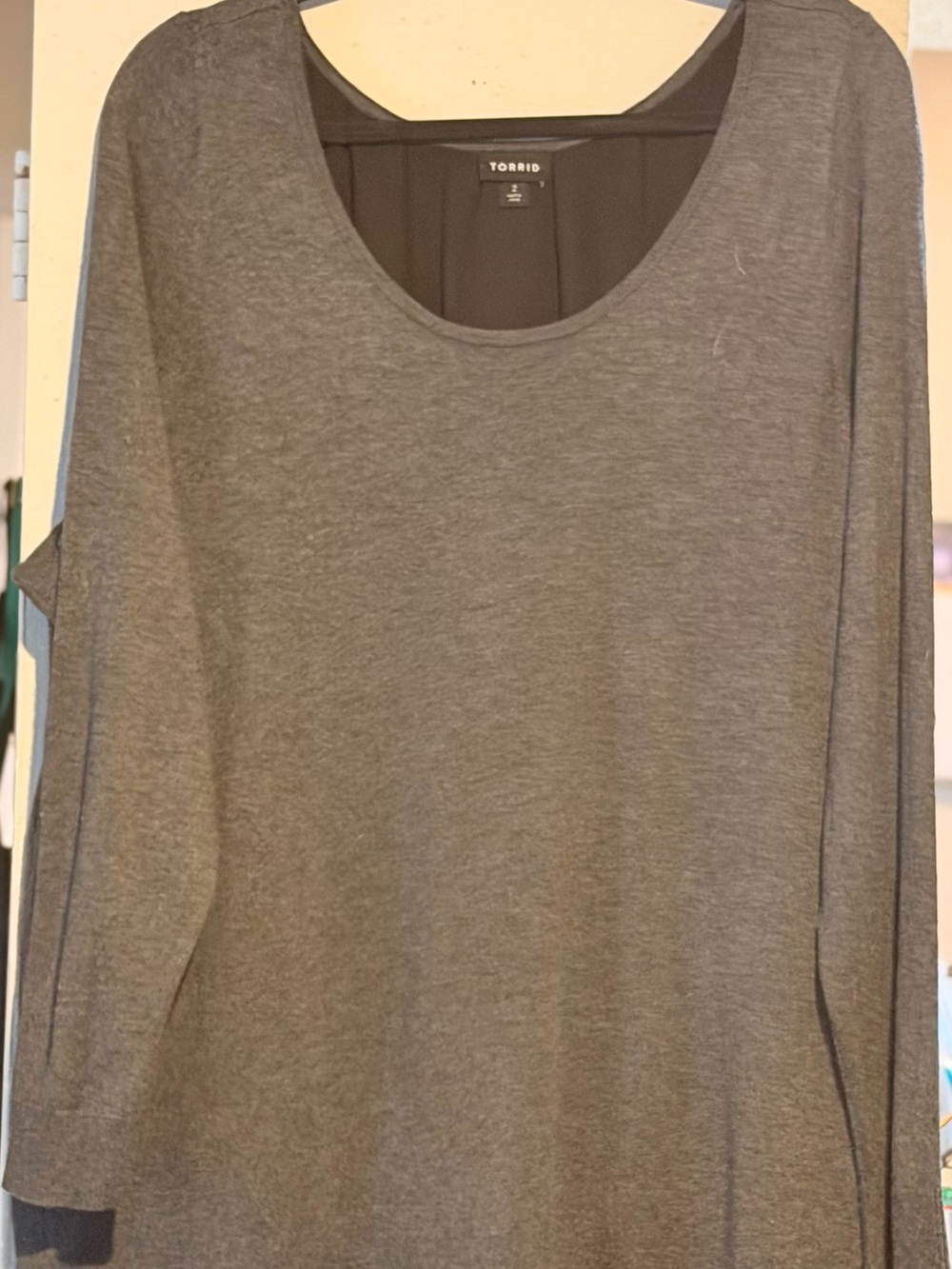 Torrid Charcoal Gray & Black Chiffon Inset Zip Back Sweater